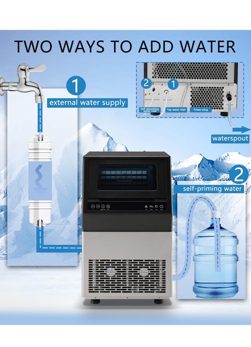 ET-LIFE Commercial Ice Maker Machine, 100lbs/24H and 45pcs Stainless Steel Freestanding Ice Machine, Tap Water & Top Loading Under Counter ice Maker, Self-Cleaning for Office Restaurant - Image 5